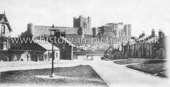 Bamborough Castle from the village. c.1900
